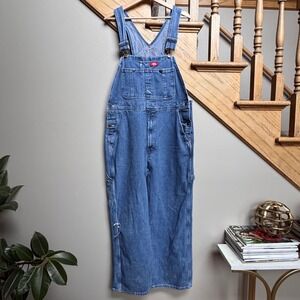 Dickies 34x30 Dungarees Bib Overalls Cargo Wide Leg Farm Ranch Workwear EUC Y2K